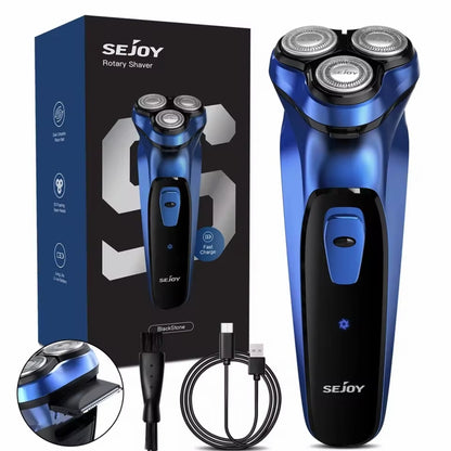 SEJOY: Rotary Shaver - Rechargeable Electric Razor / Wet + Dry Use